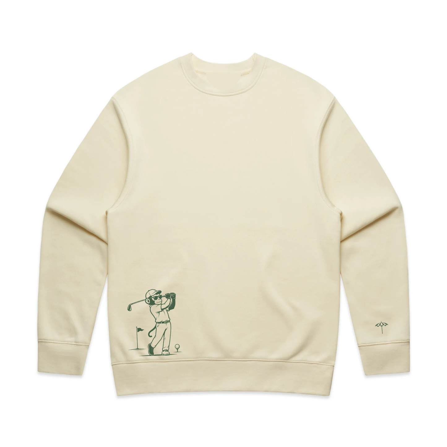 Monkey Golfer Crewneck - Butter Cream