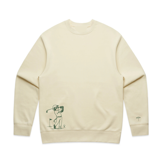 Monkey Golfer Crewneck - Butter Cream