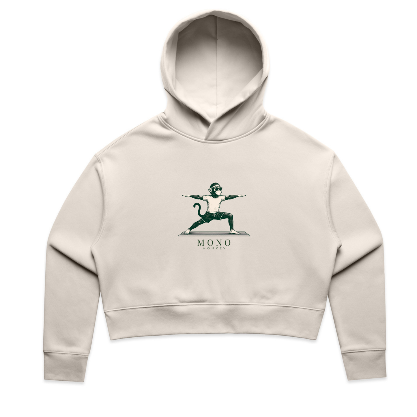 Mono Monkey Warrior Crop Hoodie - Bone