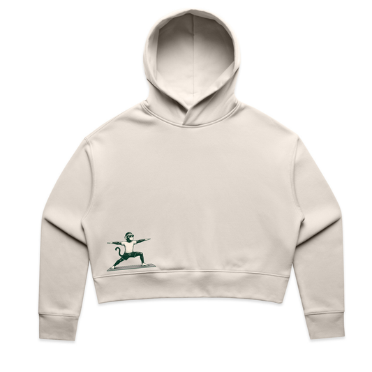 Mono Monkey Yoga Club Crop Hoodie - Bone