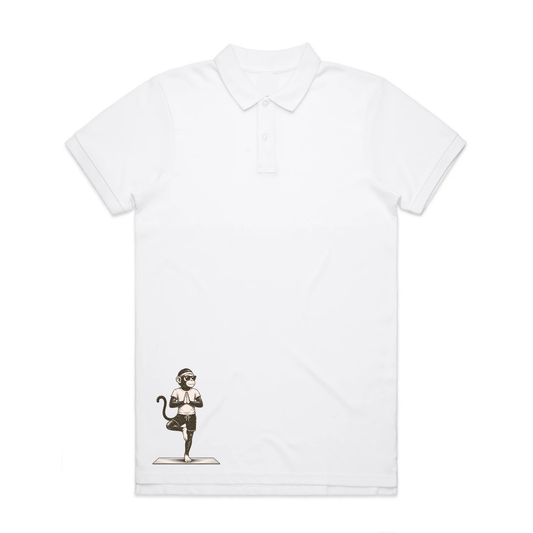 Mono Monkey Tree Pose Polo - White