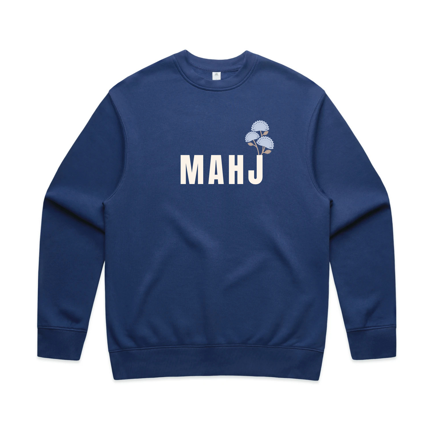 Mahj Blossom Crewneck – Cobalt Blue