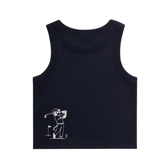 Monkey Golf Club Ribbed Tank - Navy
