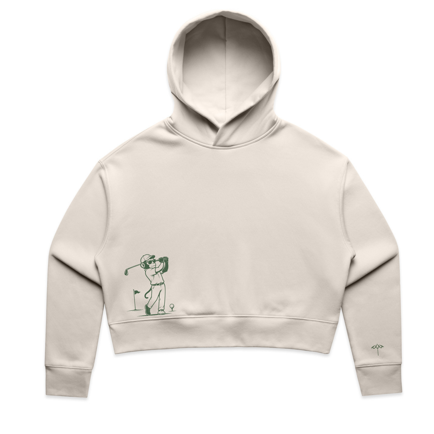 Monkey Golf Club Cropped Hoodie - Bone