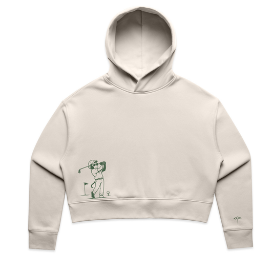 Monkey Golf Club Cropped Hoodie - Bone