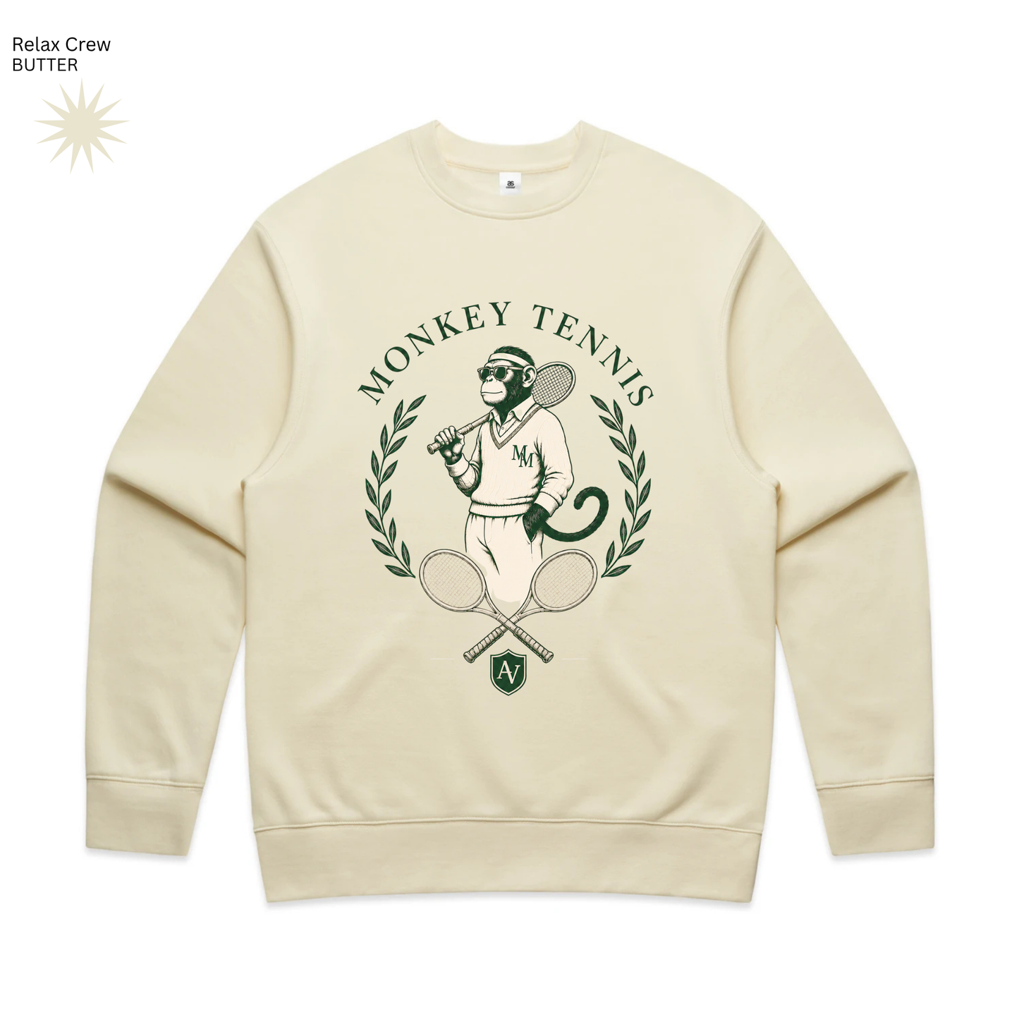 MONO MONKEY Tennis Crest Relax Crew - Butter