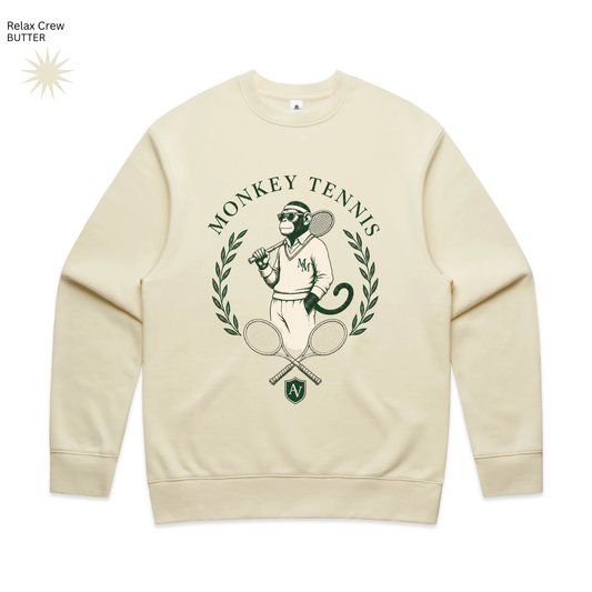 MONO MONKEY Tennis Crest Relax Crew - Butter
