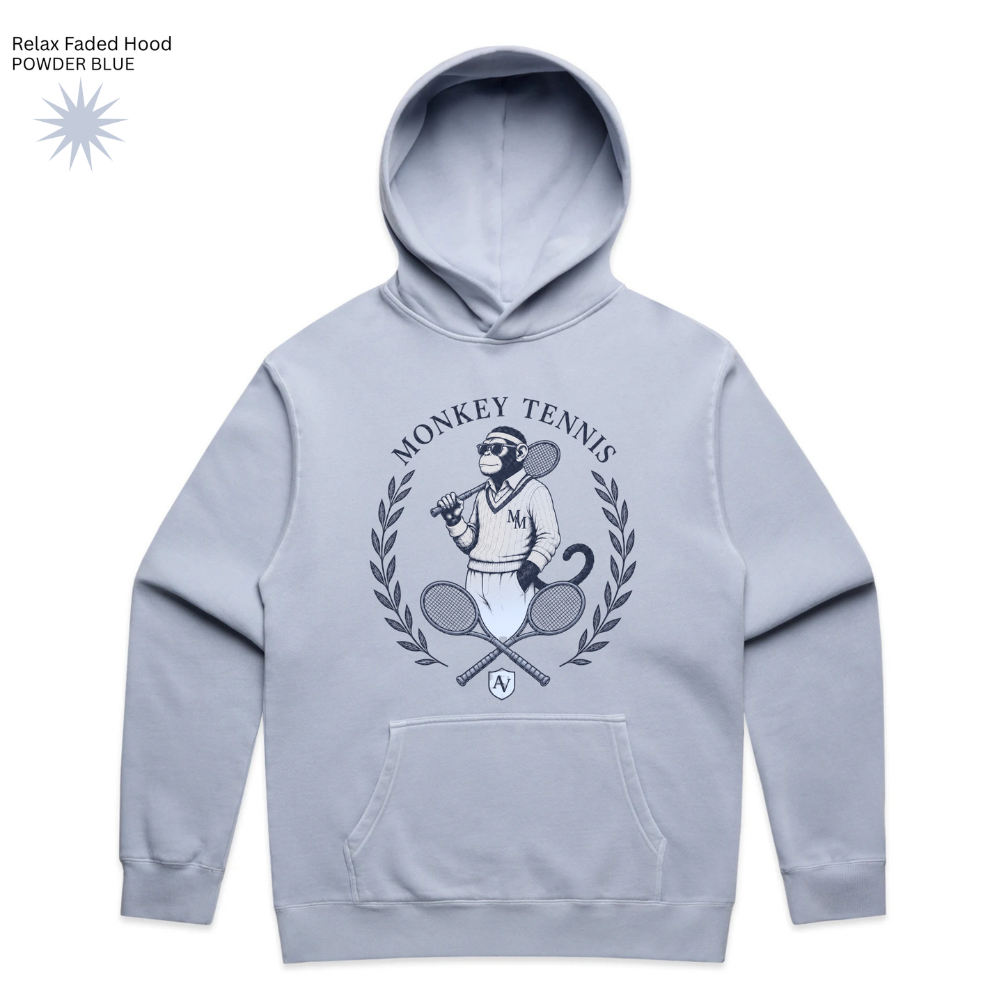 MONO MONKEY Tennis Crest Hoodie - Powder Blue