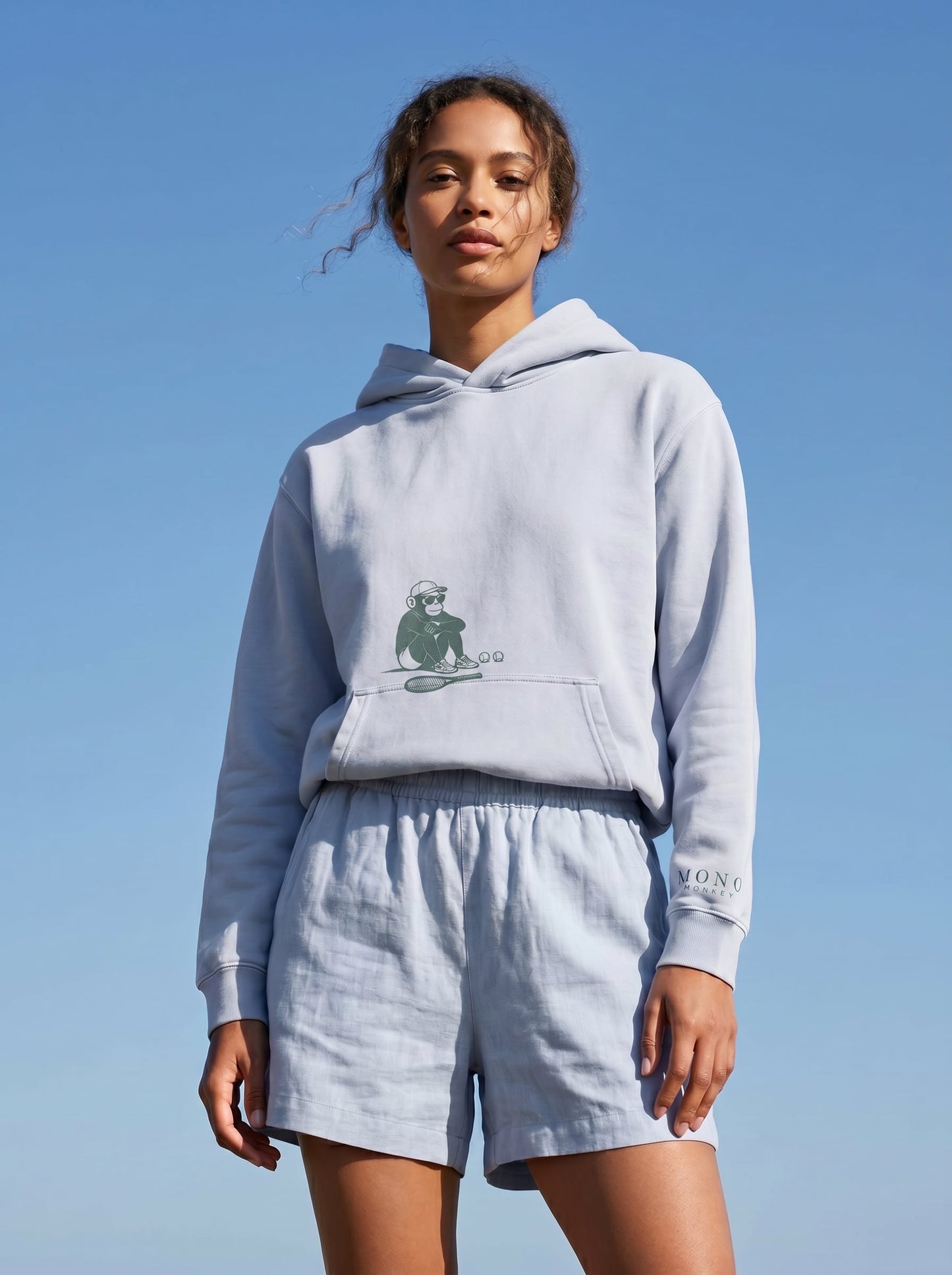 MONO MONKEY Court Side Hoodie - Powder Blue